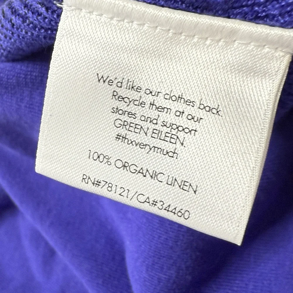 Eileen Fisher Purple Cardigan & Tank 100% Organic Linen Knit Open Front Sz Small